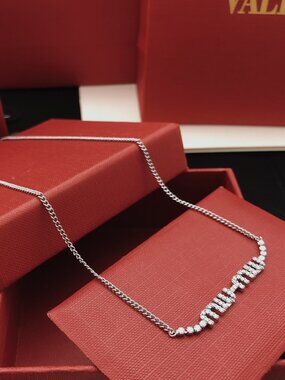 Miu Miu Girl Vibes ✨ Crystal Logo Necklace